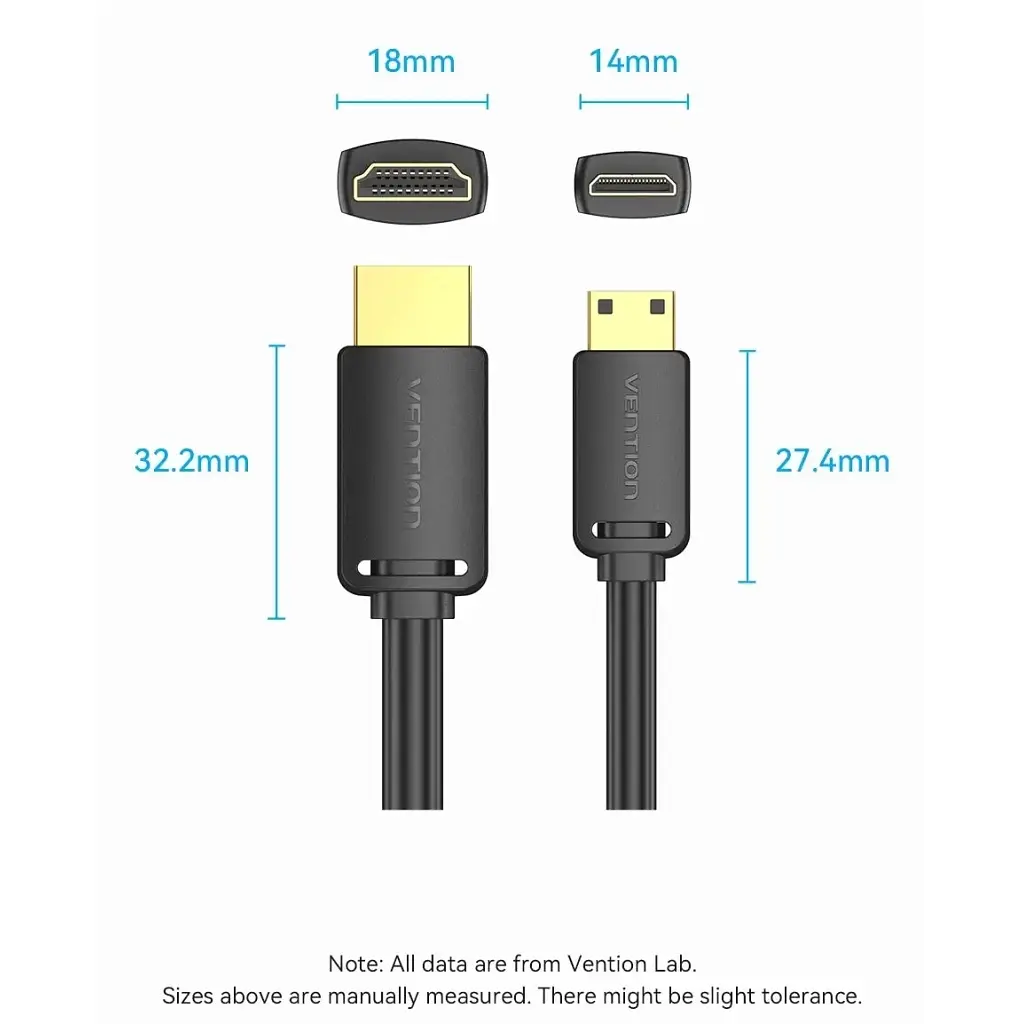 Кабель мультимедійний HDMI M to HDMI mini M 3.0m V2.0 4K60Hz Vention (AGHBI) - фото 3