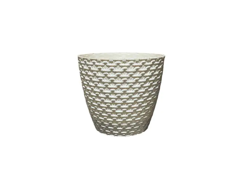 Горщик для квітів ELIF PLASTIK 1,6 л В'ЯЗКА 14,5 × 13 см білий/кремовий
