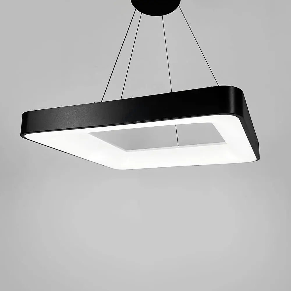 LED люстра підвісна в чорному квадратному корпусі 58х58х6,5 см | Line F | Арт. MJ312-600 BK - фото 3