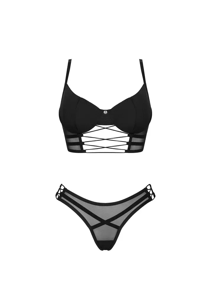 Комплект білизни Obsessive Roxelia XL/2XL чорний - фото 5