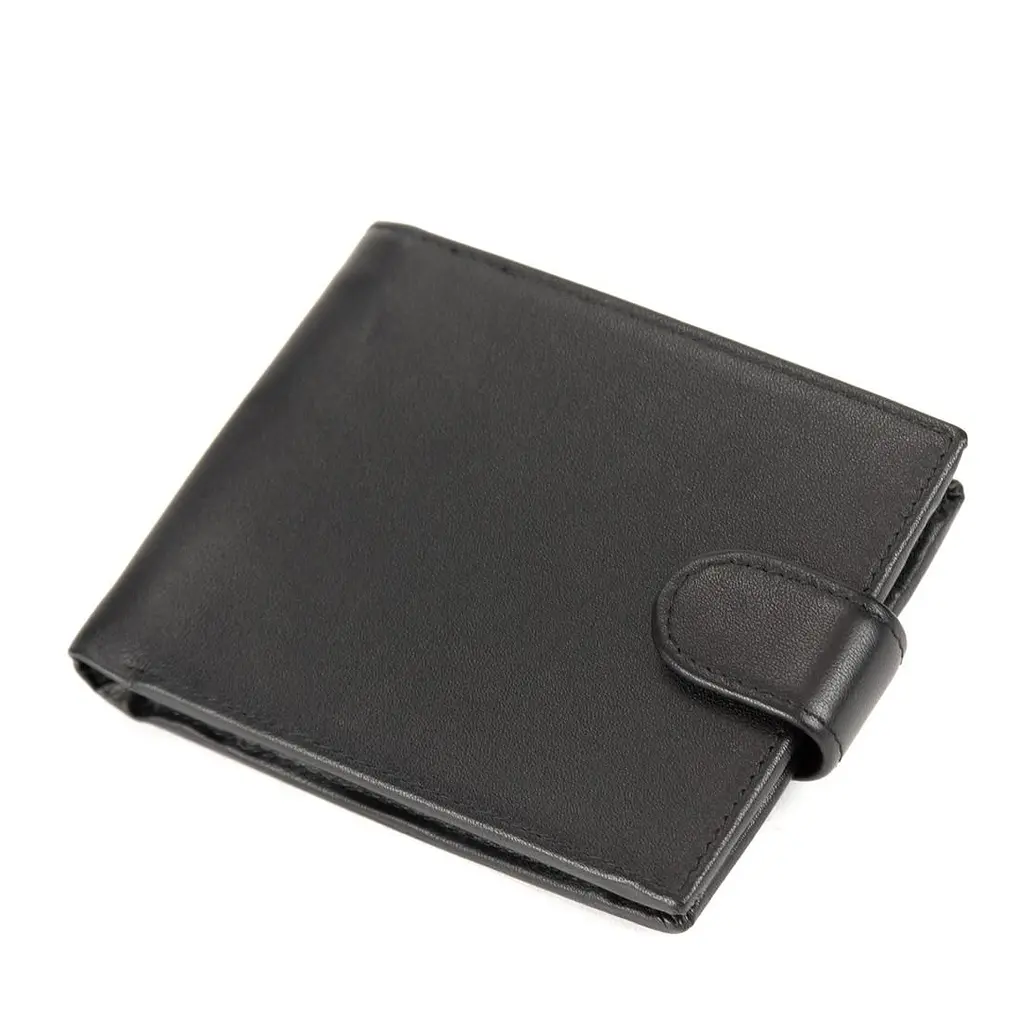 Чорне портмоне на кнопці з монетницею Tiding Bag M39-8069BRA - фото 3