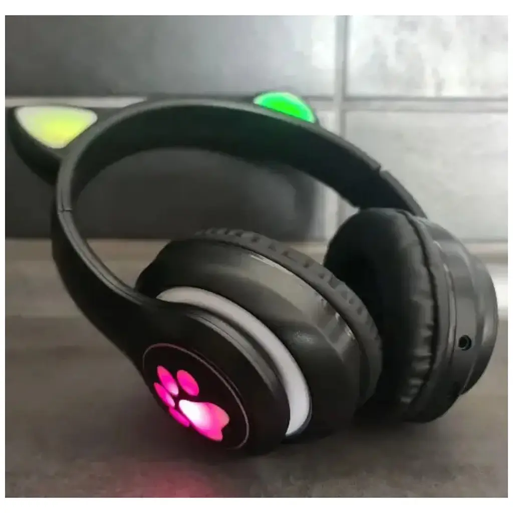 Бездротові дитячі навушники Cat Ear STN-28 Bluetooth з котячими вушками, що світяться чорні - фото 9