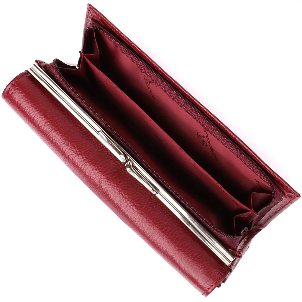 Модний жіночий гаманець на магнітах із натуральної шкіри ST Leather 23113 бордовий - фото 9