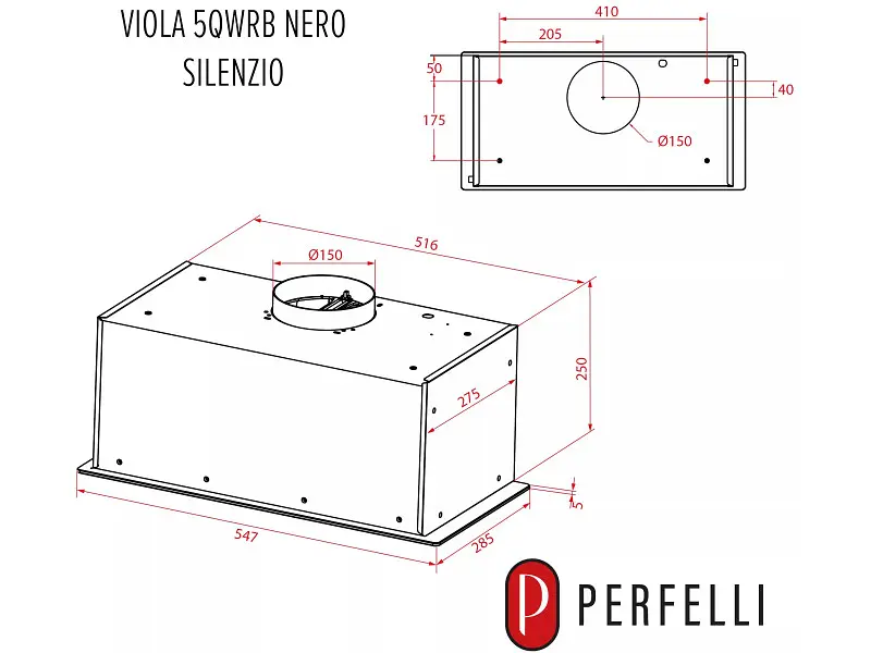 Витяжка вбудована Perfelli VIOLA 5QWRB NERO SILENZIO - фото 8