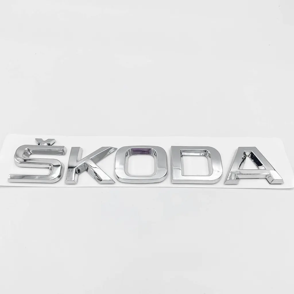 Емблема напис Skoda Хром 22х153 мм на скотчі ЕМ 17903 - фото 4