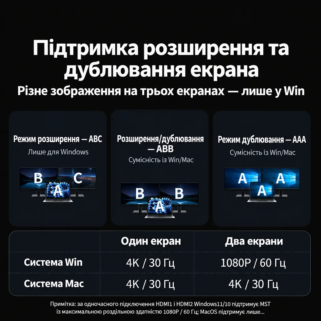 Док-станція UGREEN CM639 хаб 7 в 1 з підключенням до ноутбука через USB-C 2 виходи HDMI сірий (45107) - фото 3