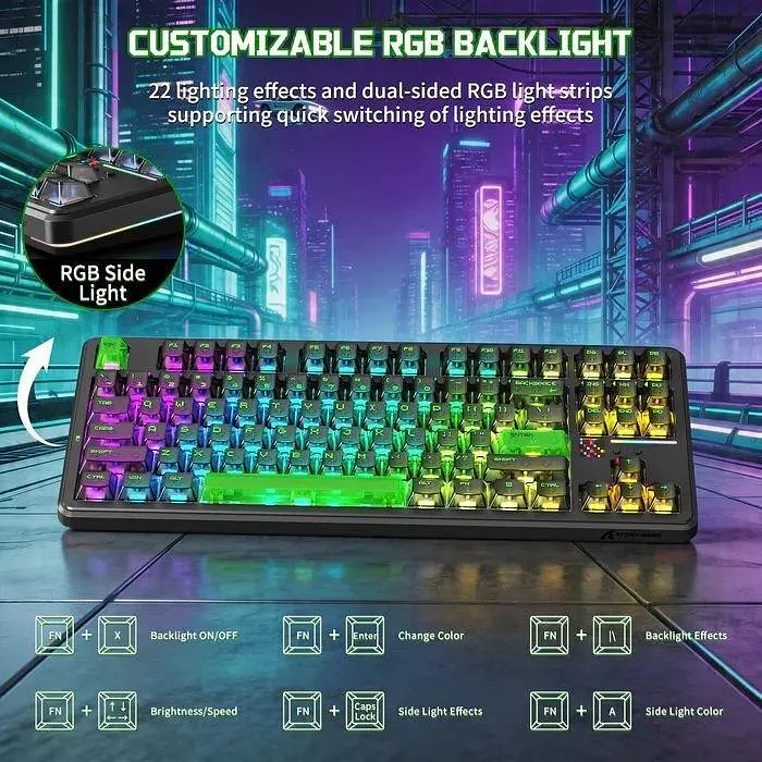 Клавіатура Attack Shark X87 Ultra RGB Meg Shark Switches Wireless (AS-6979033730229-SJ) Shadow Jade (G-000004500) - фото 4