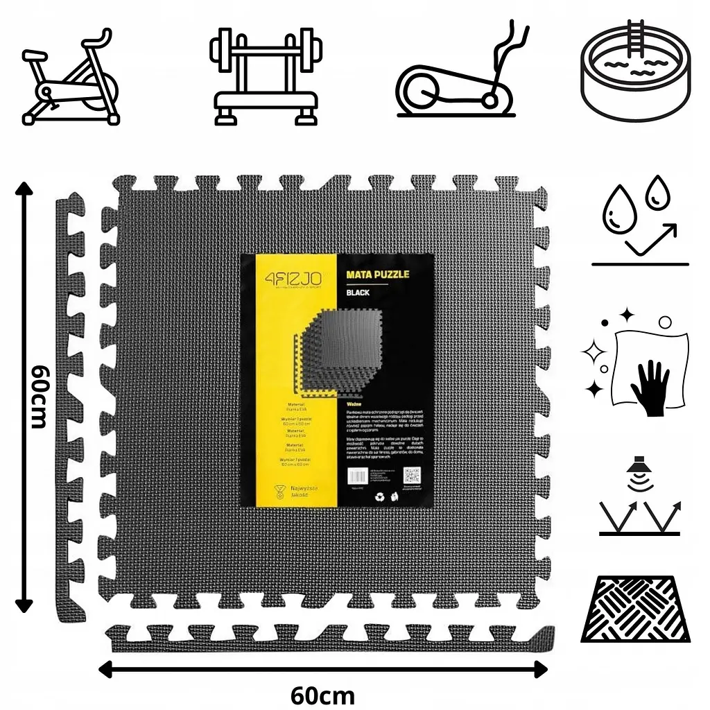 Мат-пазл (ласточкин хвіст) 4FIZJO Mat Puzzle EVA 180 x 120 x 1 cм 4FJ0387 Black (P-5907739310378) - фото 5