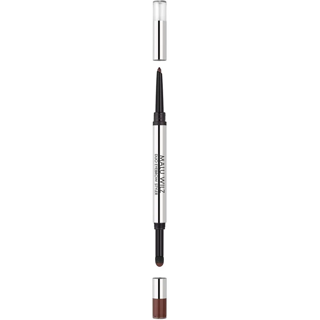 Олівець та пудра для брів 2 в 1 Malu Wilz Duo Eyebrow Styler Dark Brown тон 8, 0.8 г - фото 2
