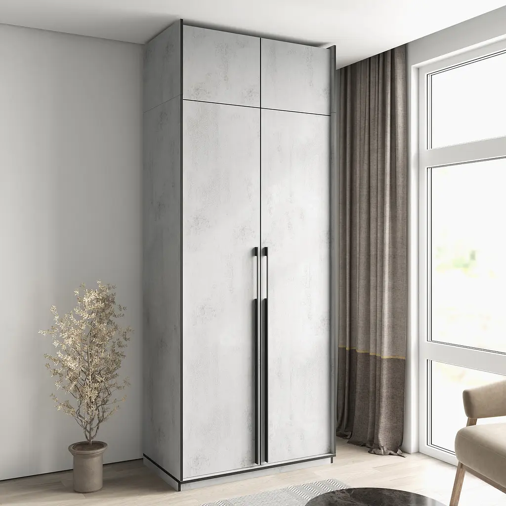 Шафа для одягу Flamecame у спальню з поличками на 2 двері FR-13 Тефра - фото 3