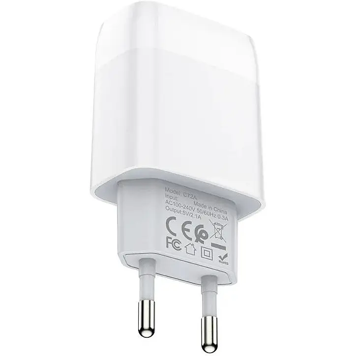 Зарядний пристрій Hoco C72A Glorious (1USB, 2.1А) White (6931474713001) + кабель MicroUSB - фото 7