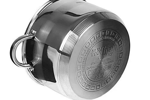Каструля з кришкою Hoffner HF-4461 нержавіюча сталь з мітками об'єму 1.8 л - фото 2