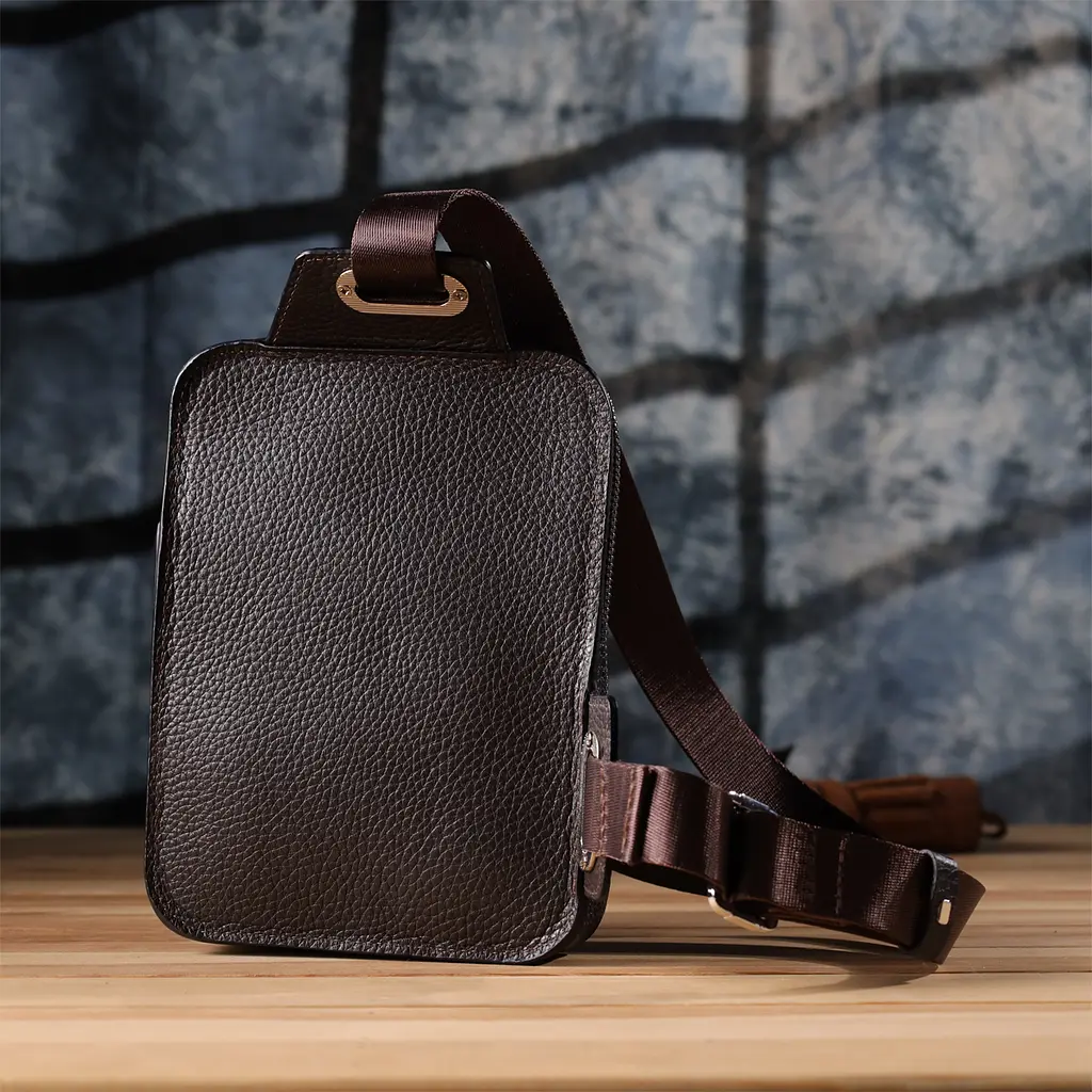 Сумка бананка Grande Pelle 22878 15х20,5х4 см Коричневий - фото 9