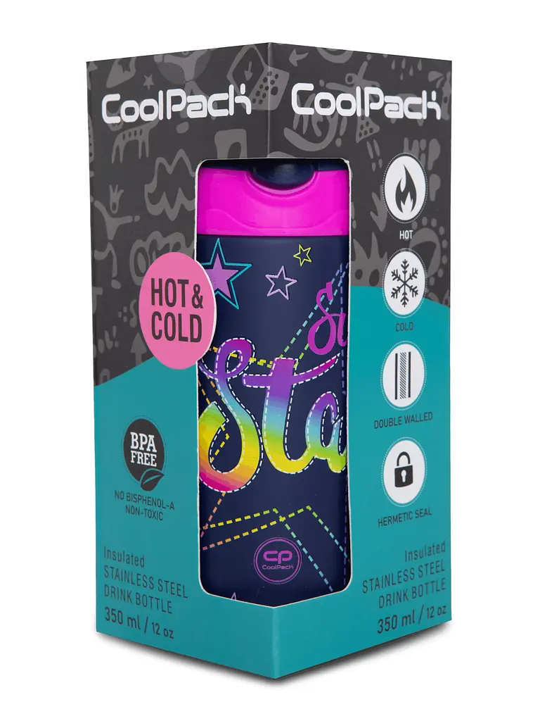 Пляшка COOLPACK BONO STARS для води 350 мл металева (Z10960) - фото 2