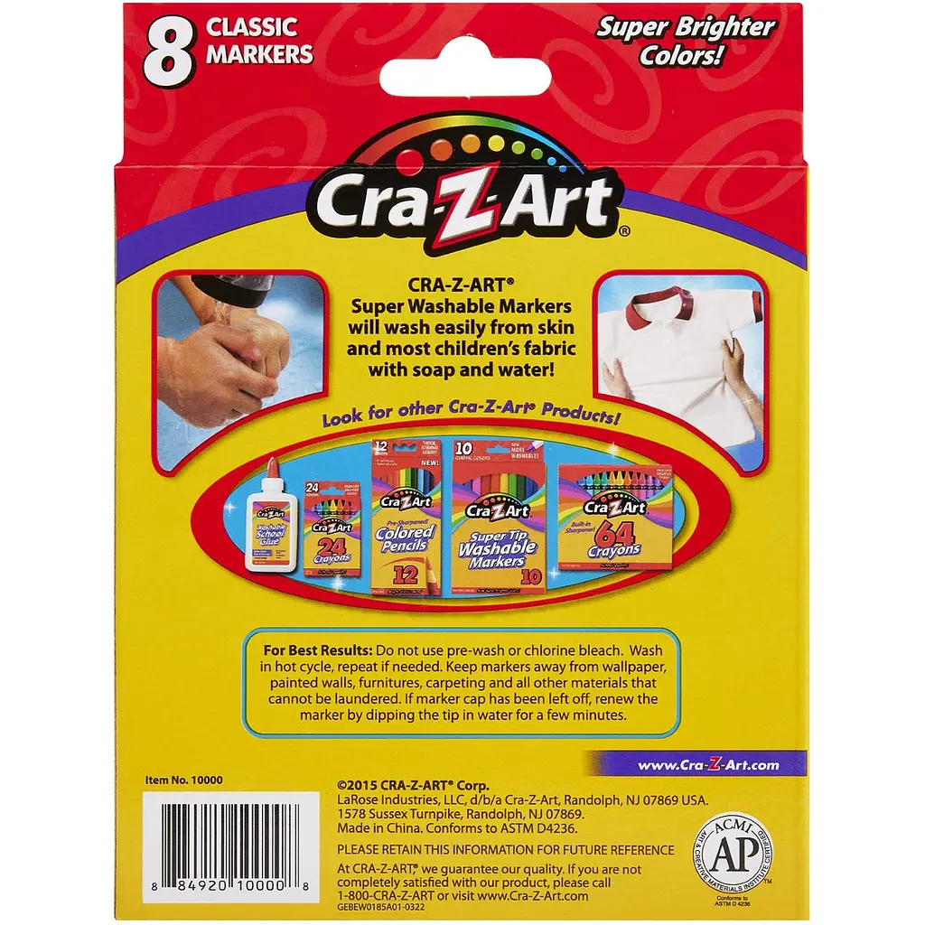 Маркеры Cra-Z-Art Super Washable легкосмываемые 8 шт. (10000CRA) - фото 2