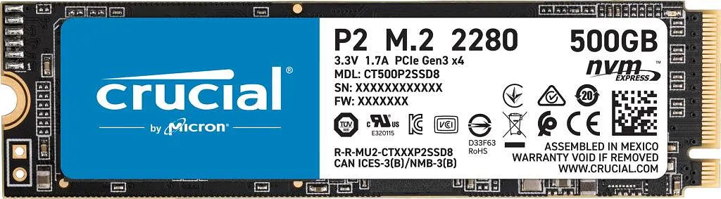 Накопичувач SSD внутрішній Crucial P2 1TB (CT1000P2SSD8)