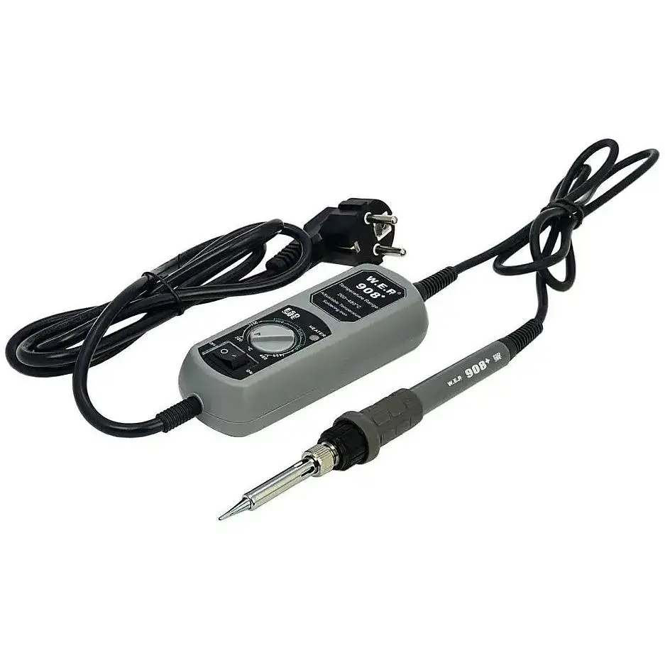 Паяльник WEP 908+ в блистере с подставкой 65W, аналоговая регулировка t 200-480 гр C, жало 900M с портативным блоком управления - фото 2