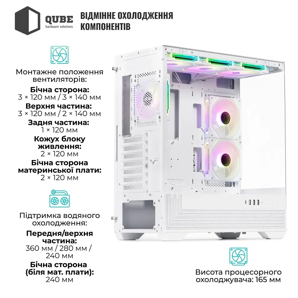 Корпус QUBE FORT ARGB White (FORT_GWNU3) - фото 3