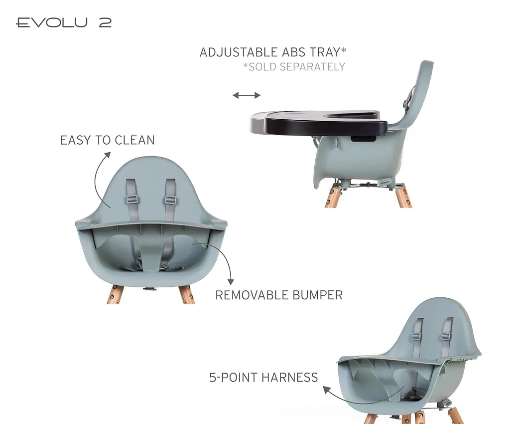 Стілець для годування Childhome Evolu 2 з бампером, м'ятний (CHEVOCHMI) - фото 18