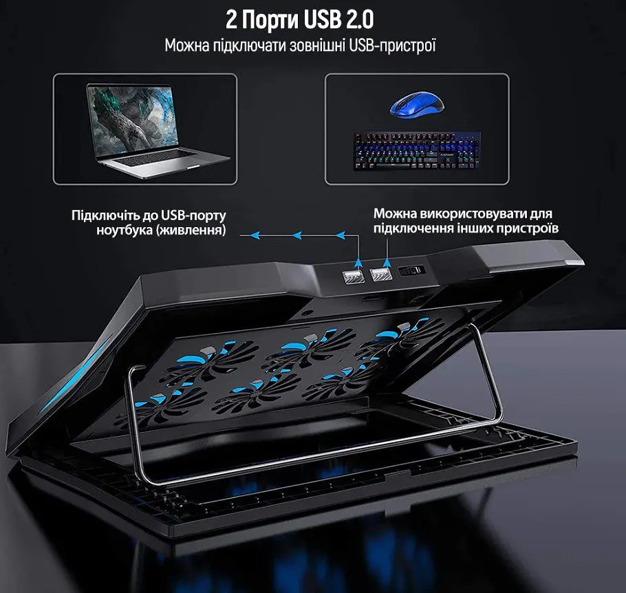 Охолоджувальна підставка для ноутбука 15.6 дюйма ColorWay Cooling Laptop CL-Q3 6xfans - фото 9