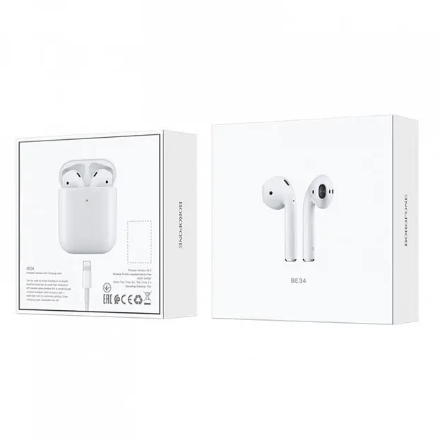 Беспроводные наушники Borofone BW01/ BE34 TWS белые - фото 4