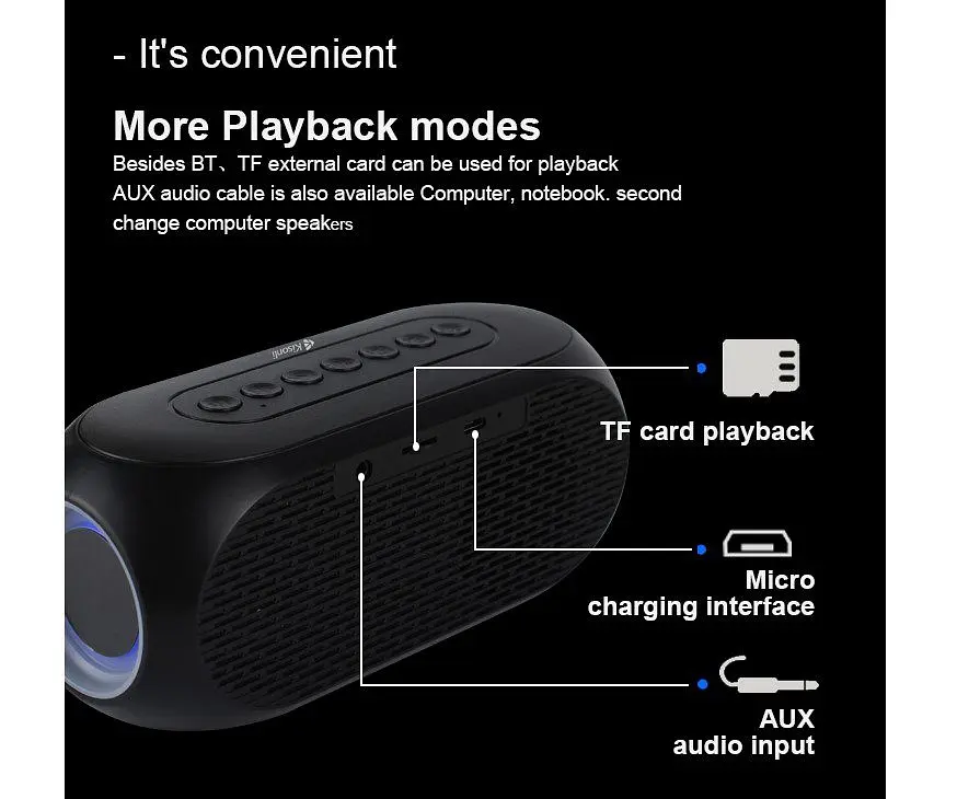 Портативная колонка, часы, будильник Kisonli LP2S Bluetooth 1200mAh 5Вт Black - фото 5