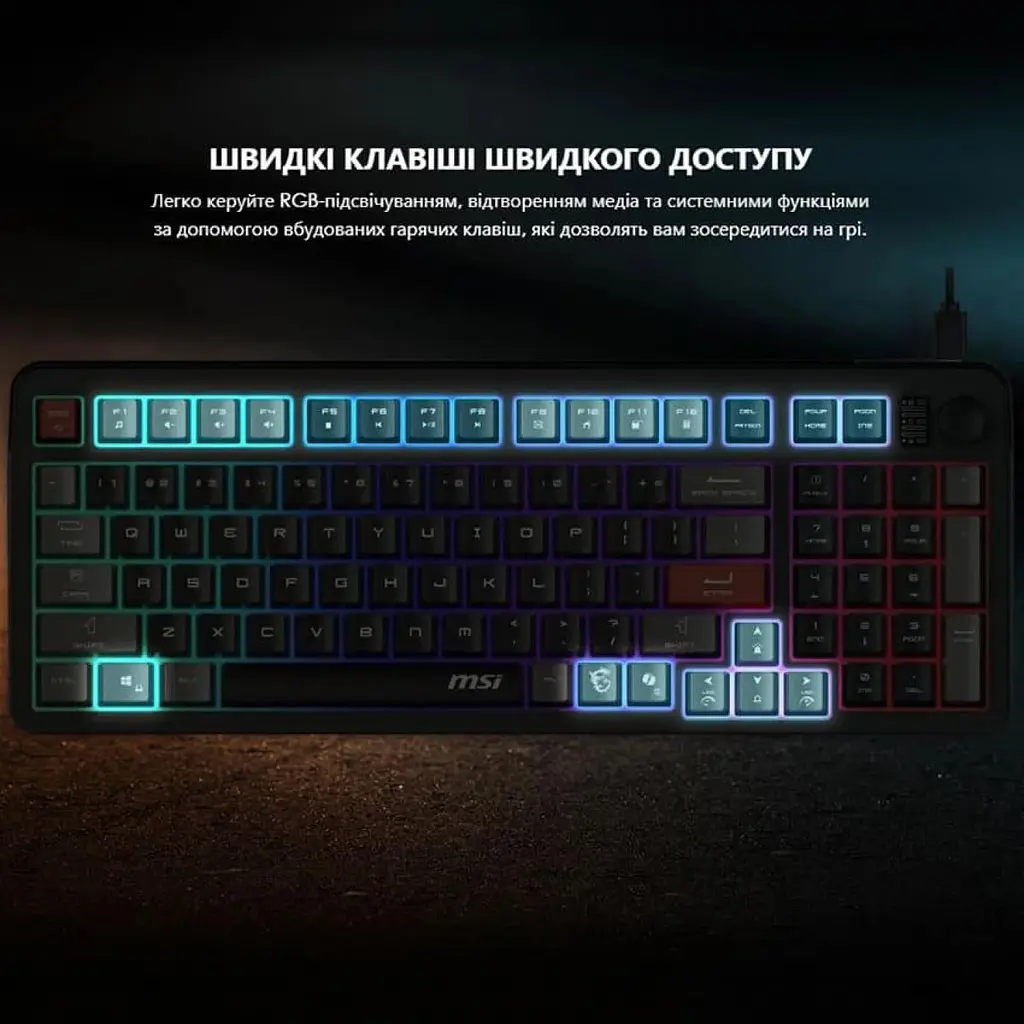 Клавіатура мембранна FORGE GK110 UA 98key, USB-A, EN/UKR/RU, LED, чорний MSI teh0013900 - фото 5