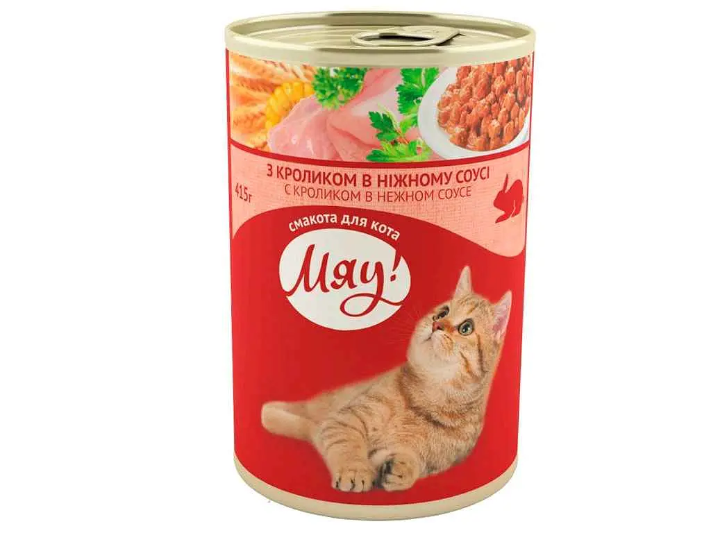 Корм для котів МЯУ (Консерва) 415г "Повнораціонний" "Кролик в соусі"