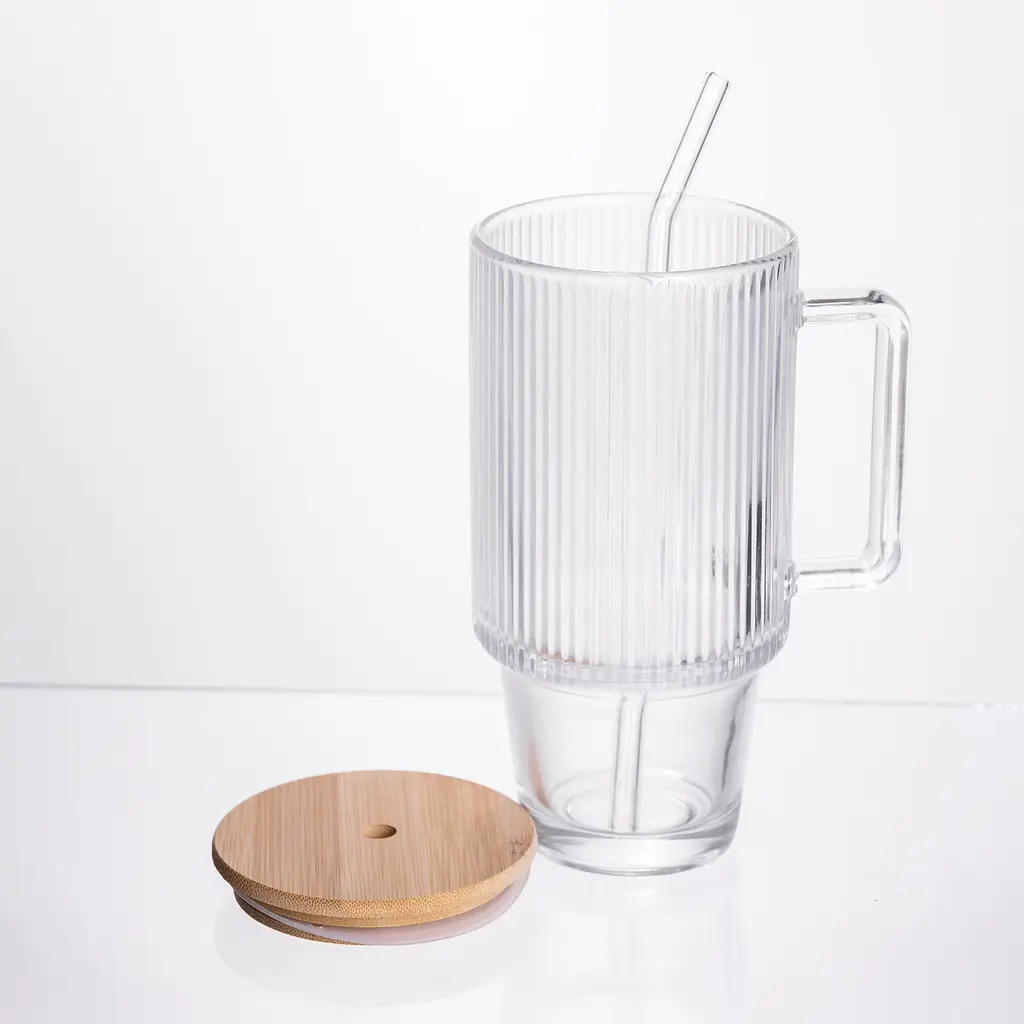 Кружка стеклянная с крышкой и трубочкой 750 мл Yiwu HP-19-48 - фото 3
