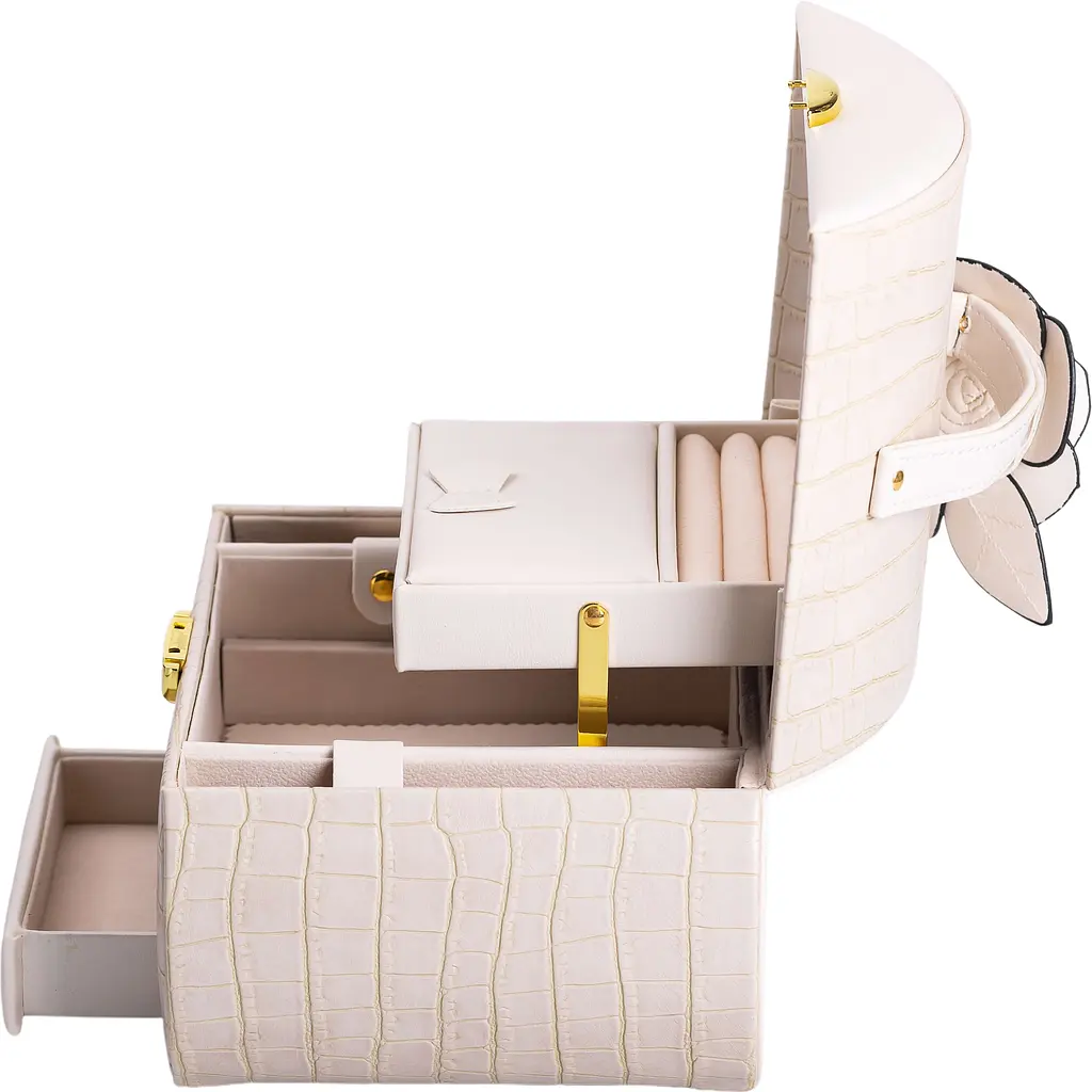 Кейс-органайзер Yiwu для украшений с защелкой 24x17x18 см бежевый HP-5-21BE - фото 8