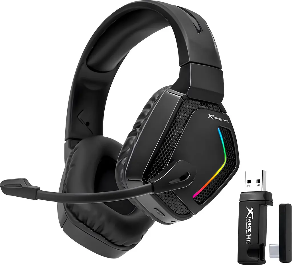 Ігрова гарнітура XTRIKE ME GH-512W XBOX/PS/PC, бездротова+ 2.4G+3,5мм, 7 режимів RGB, чорна - фото 2