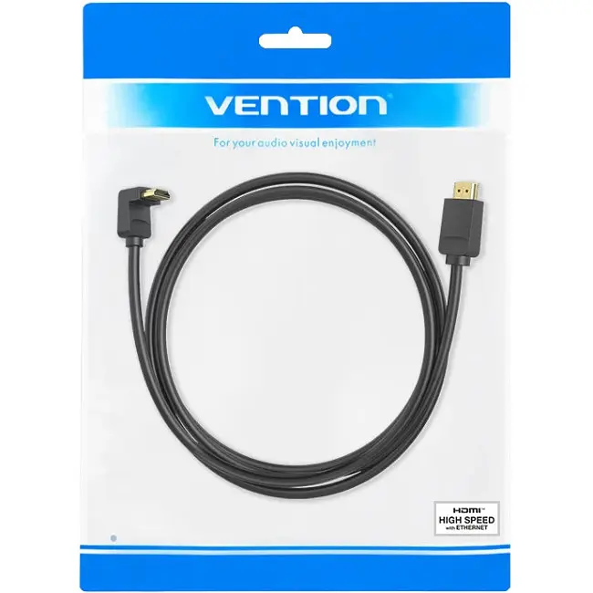 Кабель HDMI M-M, 1.0 м, V2.0, 4K 60Гц, кут 270 °, PVC, чорний Vention - фото 5