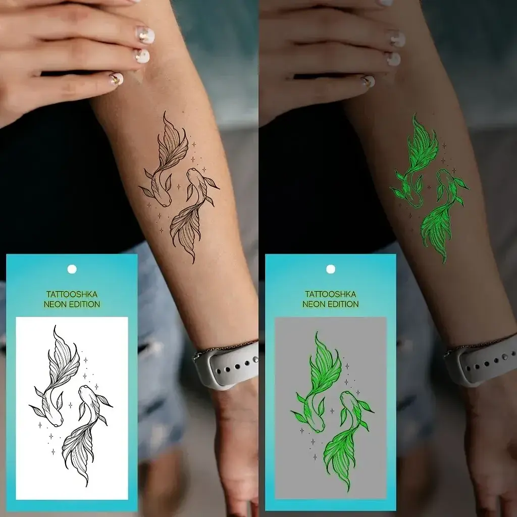 Тату тимчасове Рибки неонові Tattooshka L-72 Різнокольоровий shop (4825800010549) - фото 2