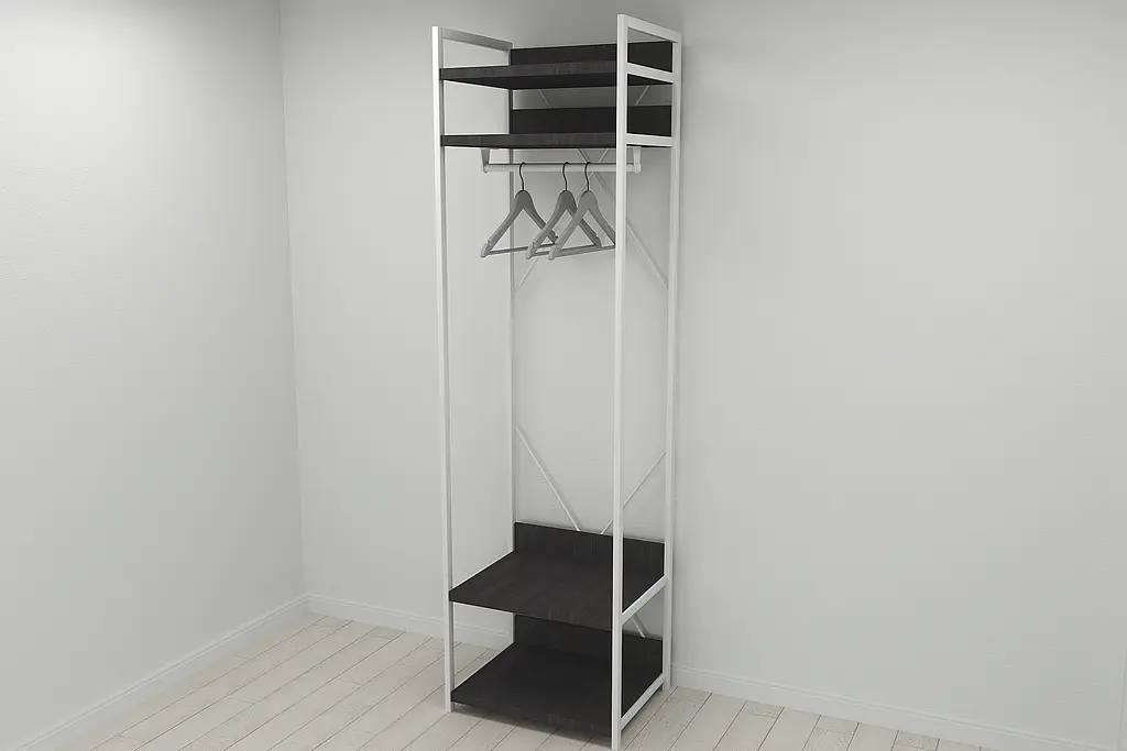 Шафа Гардероб Уні секція 2 серії Коннект Ferrum-decor 220x60x50см Білий метал ДСП Венге Магія 32 мм (FRD-104544) - фото 5