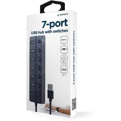 Концентратор Gembird 7 ports (1xUSB3.1+6xUSB2.0) switch black (UHB-U3P1U2P6P-01) - фото 6