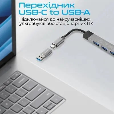 Концентратор Promate USB-C 4-in-1 порти Promate (litehub-4.grey) (litehub-4.grey) - фото 4
