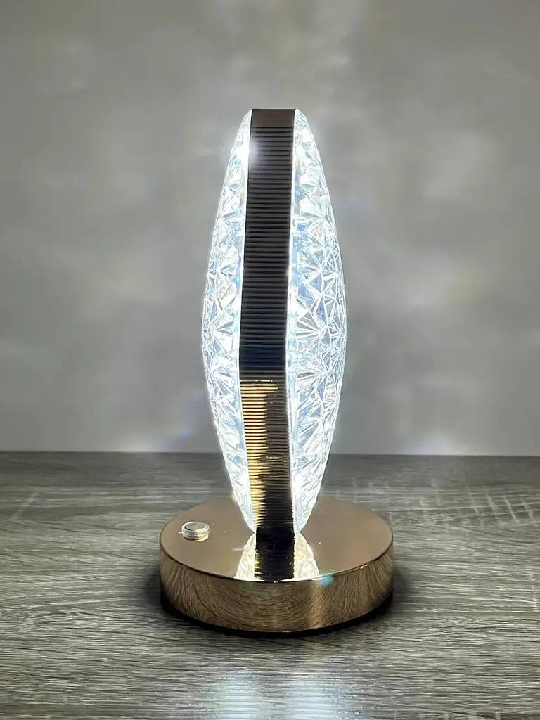 Настільна LED-лампа PC-8219 акумуляторна декоративна з кришталевим ефектом і сенсорним керуванням 3 режими світіння ромб - фото 4