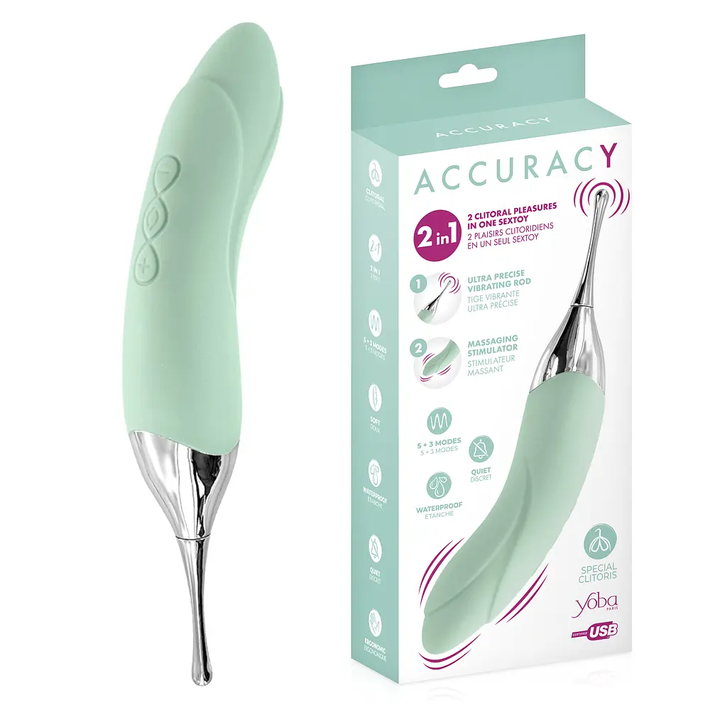 Вибратор Yoba Paris Accuracy 2in1 18.3 см мятный - фото 4
