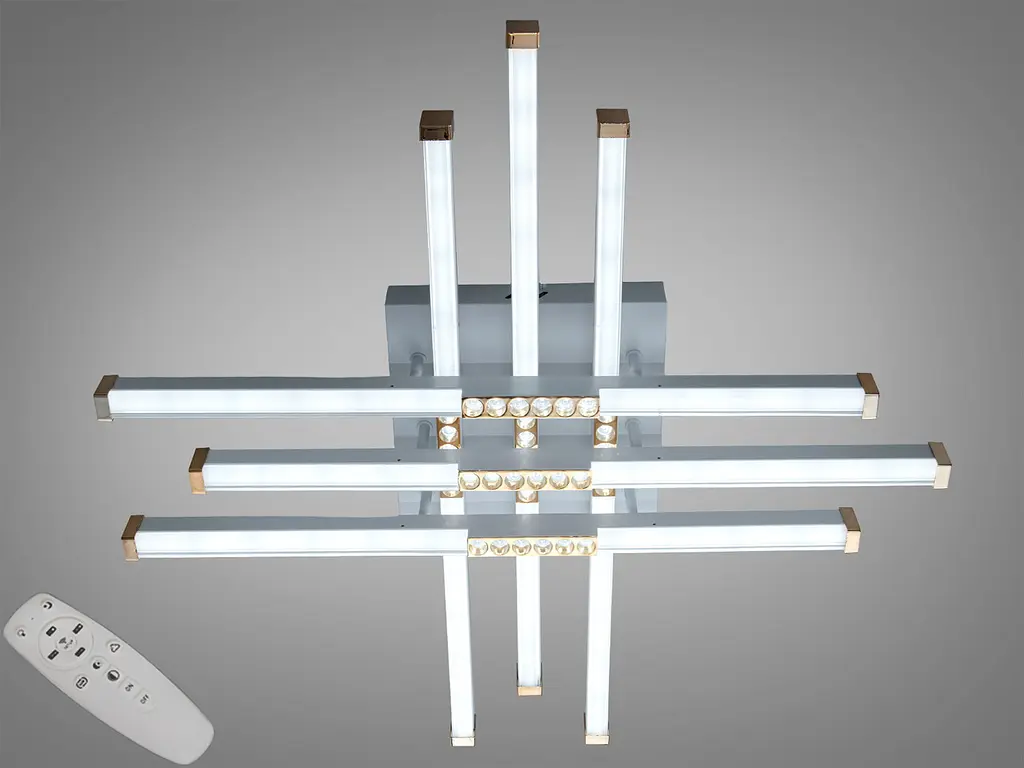 Сучасна стельова LED-люстра Diasha 2532WH+WH dimmer біла, 60 Вт, з пультом і димером, 68 см, 6-16m2 - фото 3