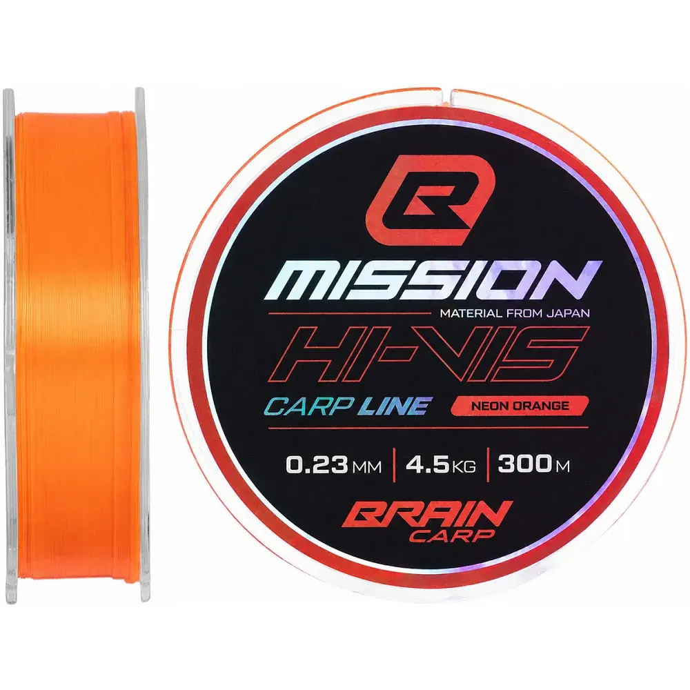 Волосінь Brain Mission Carp Line (Neon Orange) 300m 0.23mm 4.5kg