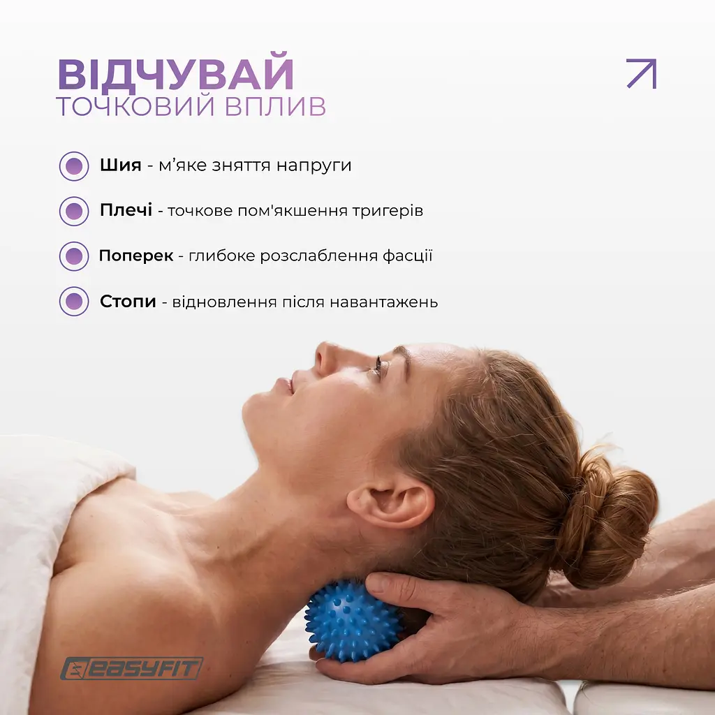 Масажний м'ячик EasyFit Goober з шипами синій - фото 5
