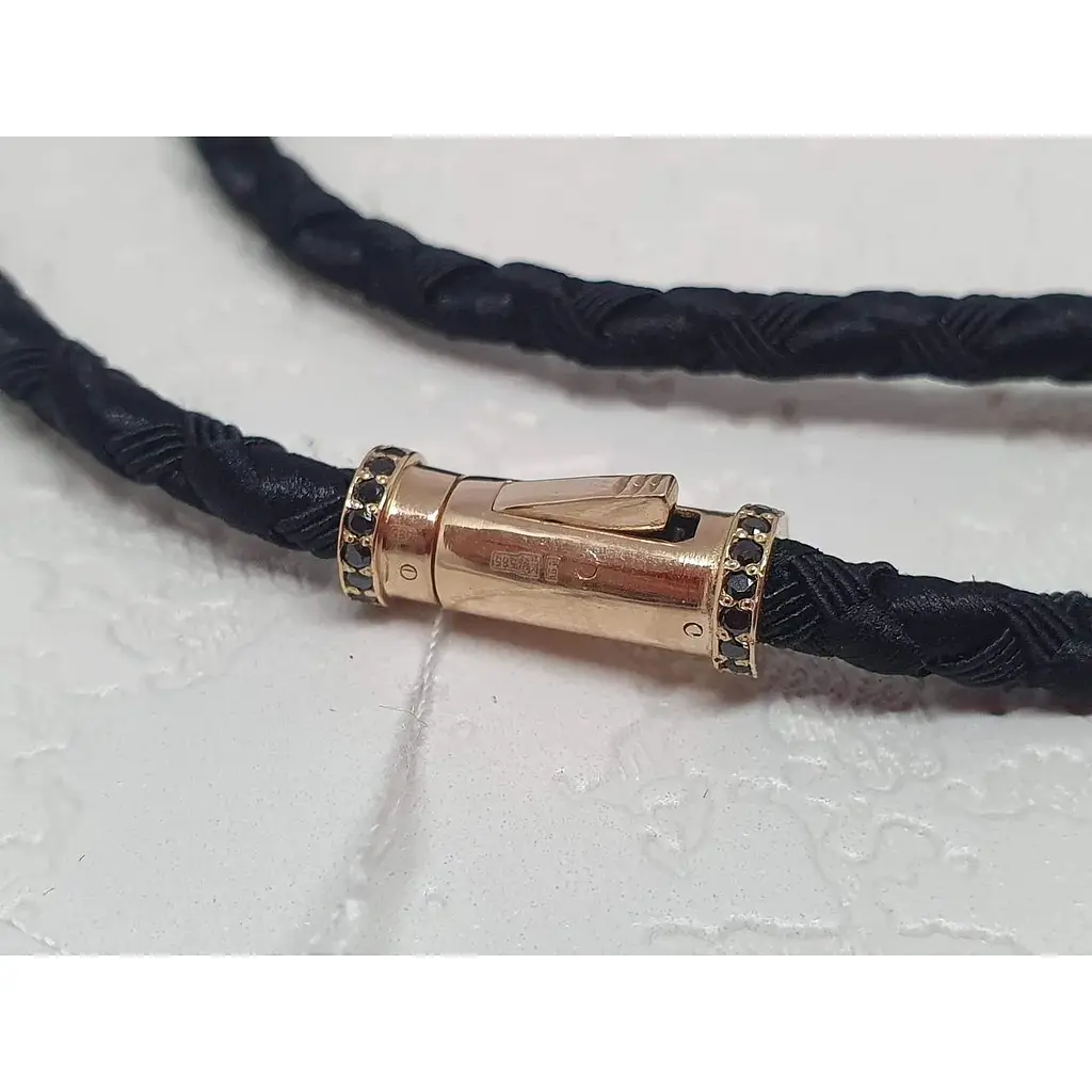 Ювелирный шелковый шнурок Golden Time с золотыми вставками. Ц2044/4 60 - фото 3