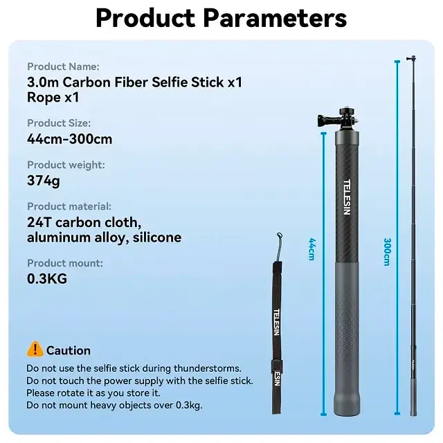 Монопод Telesin 3м (GP-MNP-300-3) [77591] - фото 3