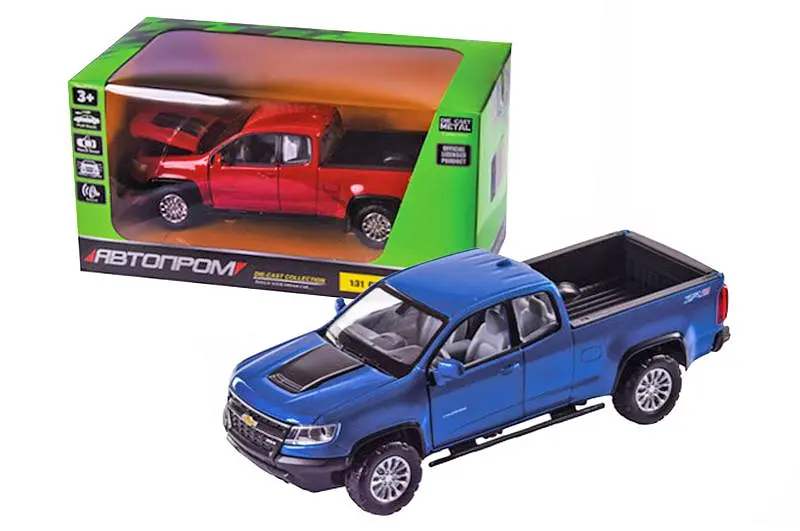 Іграшкова машинка позашляховик металева Chevy Colorado ZR2 1:31 Автопром світлозвукові ефекти 68442, 2 кольори, в коробці 20x11x10 см