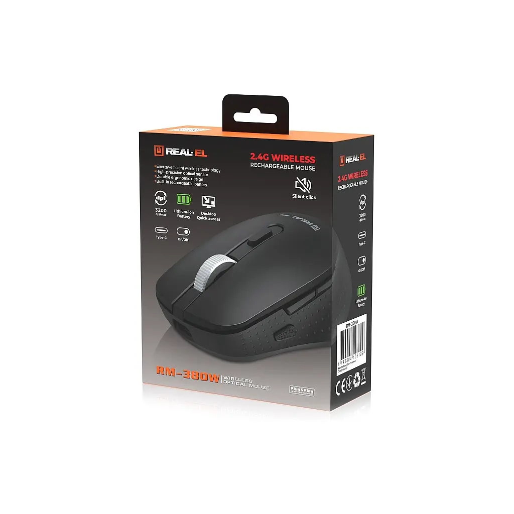 Мишка REAL-EL RM-380W Wireless Black (EL123200057) - фото 10