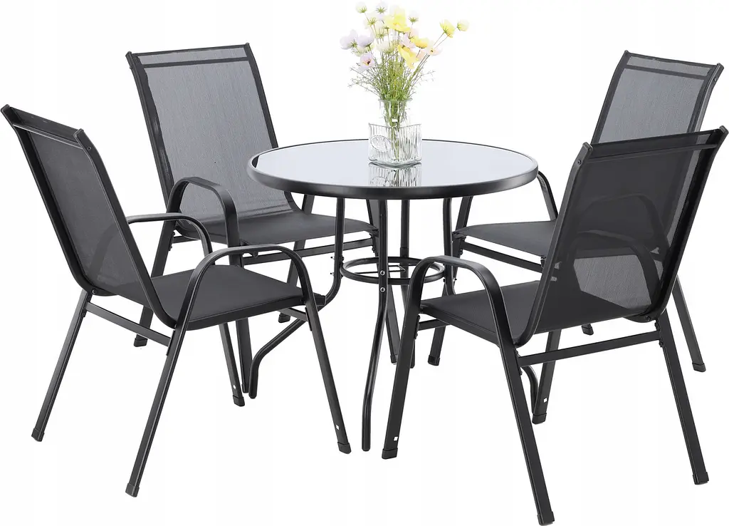 Комплект садових меблів GardenLine Verona-4 Black круглий стіл - фото 4