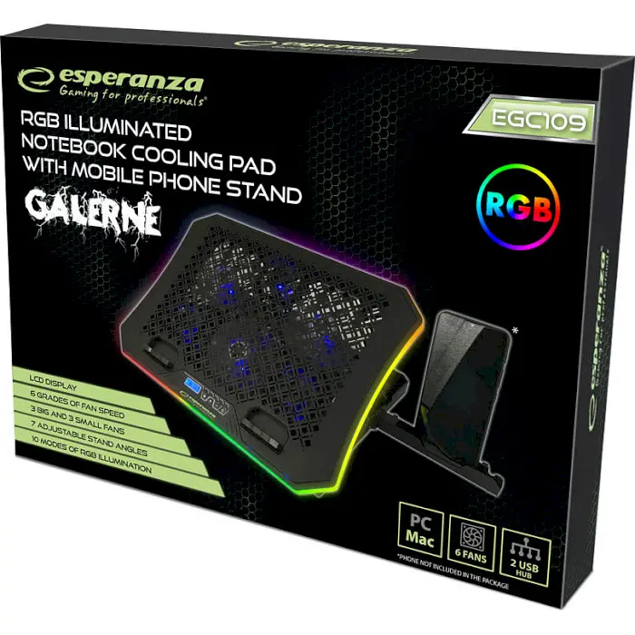Подставка для ноутбука Esperanza RGB Galerne No Black 19" (EGC109) - фото 4