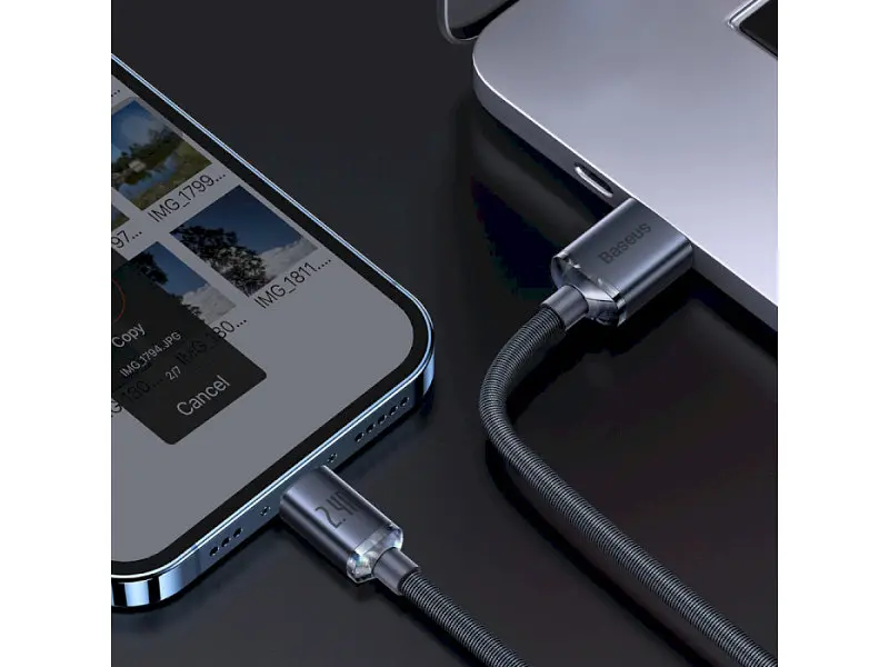 Кабель Lightning BASEUS Crystal Shine Series Fast Charging Data Cable USB to Lightning 2m Black (CAJY000101) - фото 8