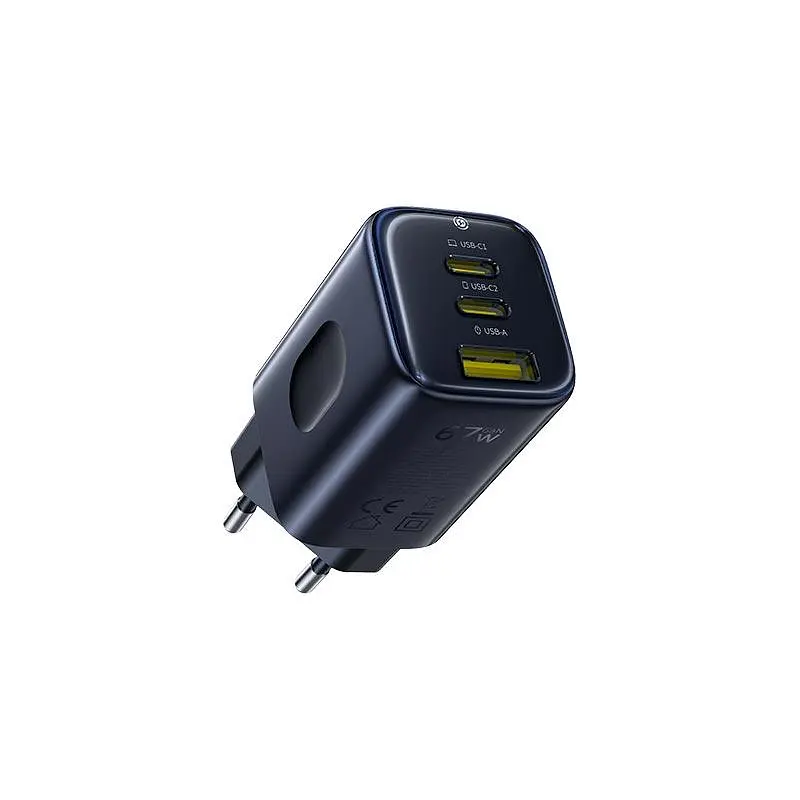 Адаптер мережевий BASEUS PicoGo AE11 Fast Charger 1USB/2Type-C, 67W/3A, PD/QC