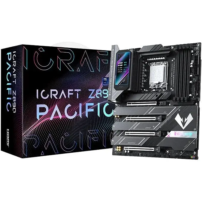 Материнська плата Maxsun LGA1851, iCraft Z890 PACIFIC, Z890, 4xDDR5, Int.Video(CPU), 4xSATA3, 1xPCI-E 16x 5.0, 1x PCI-E 8x 5.0, 2xPCI-E 4x 4.0, 4xM.2, RTL8126, 9xUSB3.2, 2xType-C, DP/HDMI, WIFI7+BT5.4, 16 Phase, Debug, ARGB, ATX - фото 2